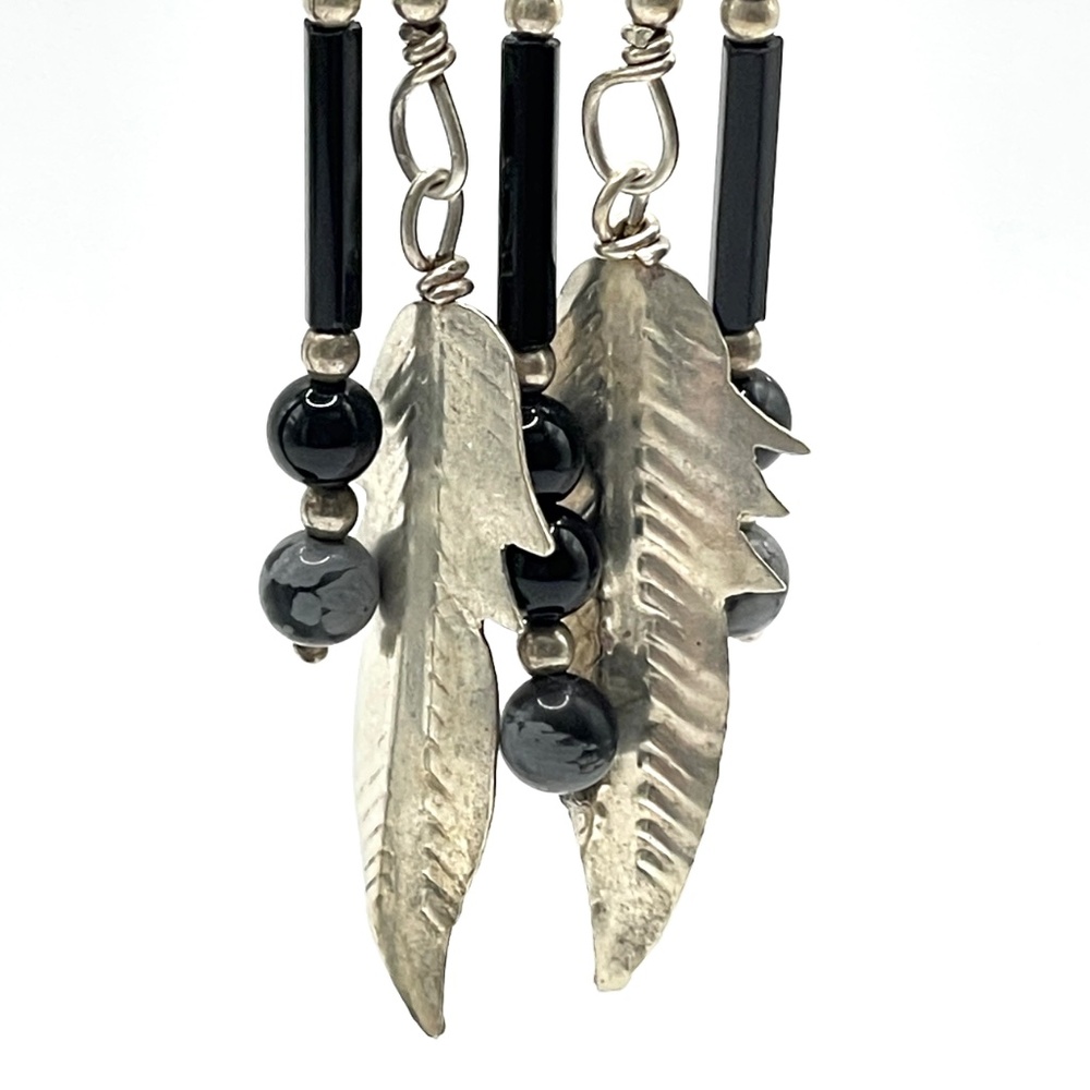 Sterling Silver Multi Dangle Stone Feather Drop P… - image 8